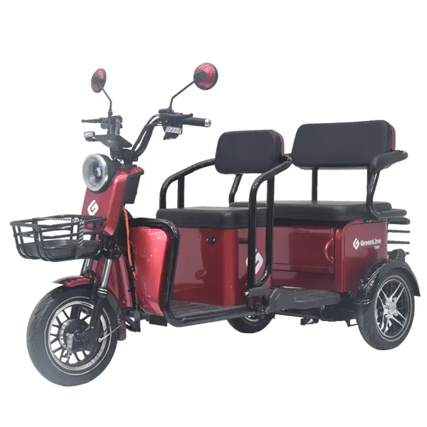 Trimoto eléctrica GreenLine TM8 roja – Movilidad urbana segura y cómoda