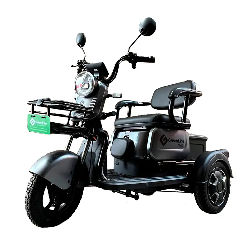 Trimoto elĂ©ctrica TM8 PRO Amazon GreenLine Pucallpa con baterĂa de litio y toldo para lluvia